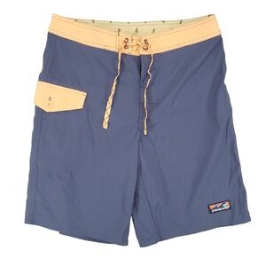 Patagonia Wavefarer Board Shorts Mens 32 Blue Peach Solid 2019 Surf Swim Trunks